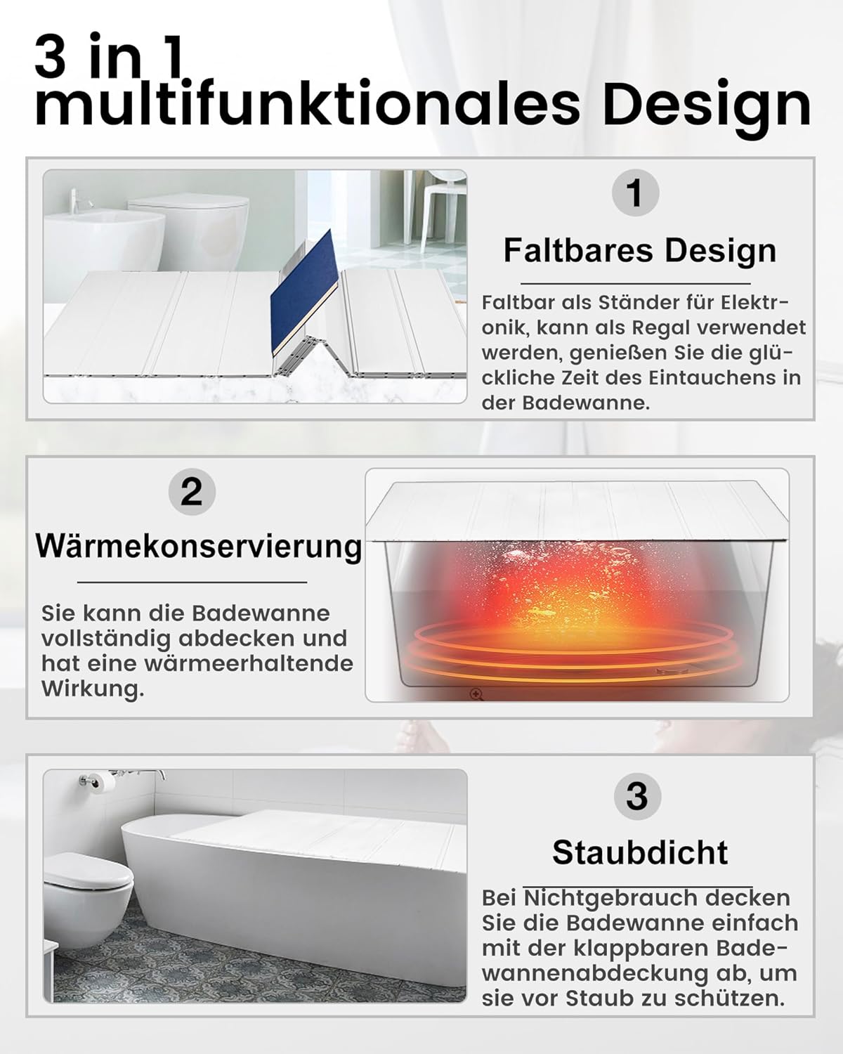 Detalle 2 de Ezcasch Badewannenabdeckung 80x180 cm 10 kg Belastung