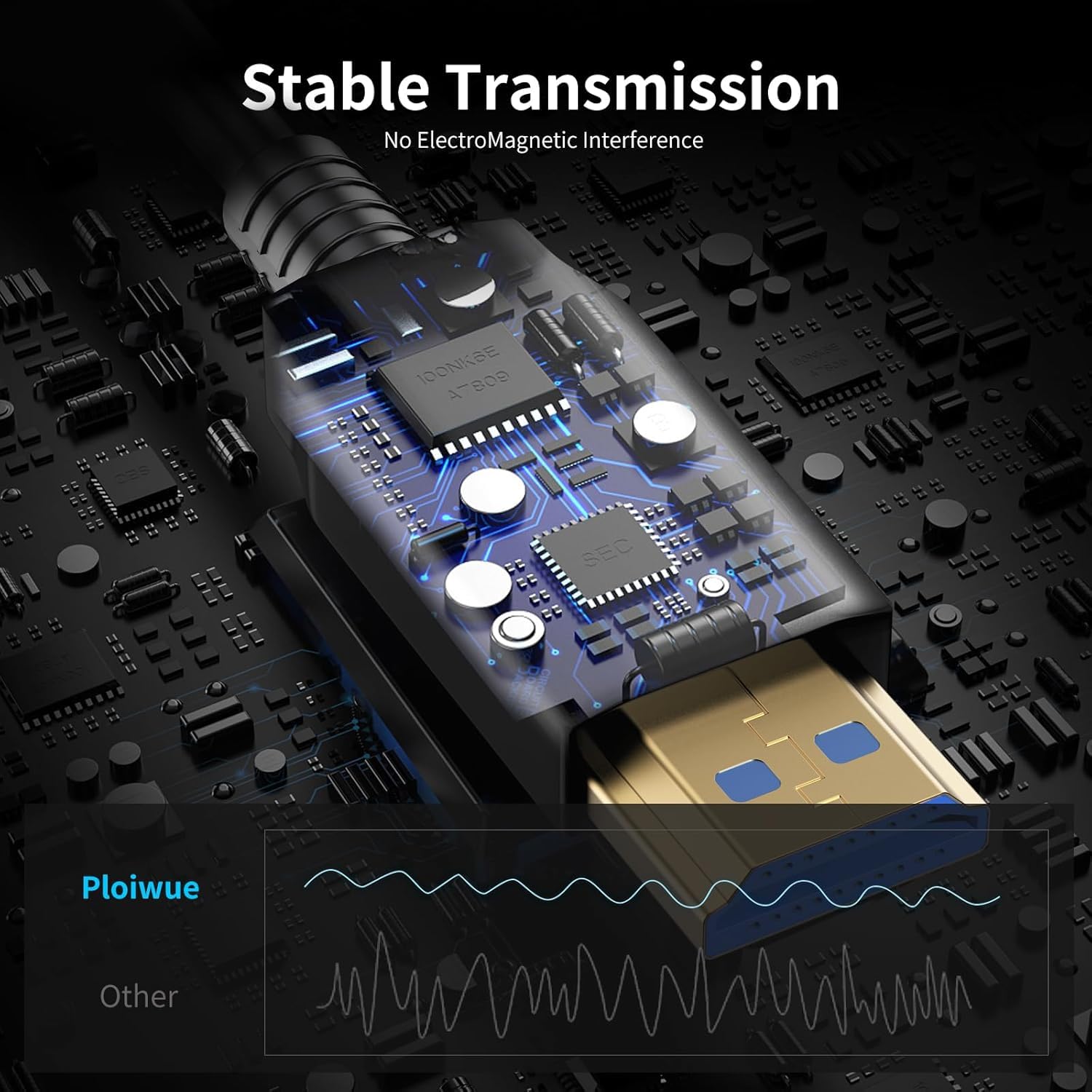 Thumbnail 1 de Plowaroe 8K HDMI Glasfaserkabel 30 m mit Stahlpanzerung – HDMI 2.1, 48 Gbps, HDR, eARC