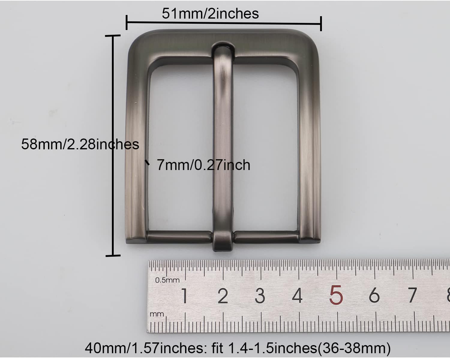 Detalle de McFanBe Modern Polished Alloy Belt Buckle (fits belts up to 38mm wide)