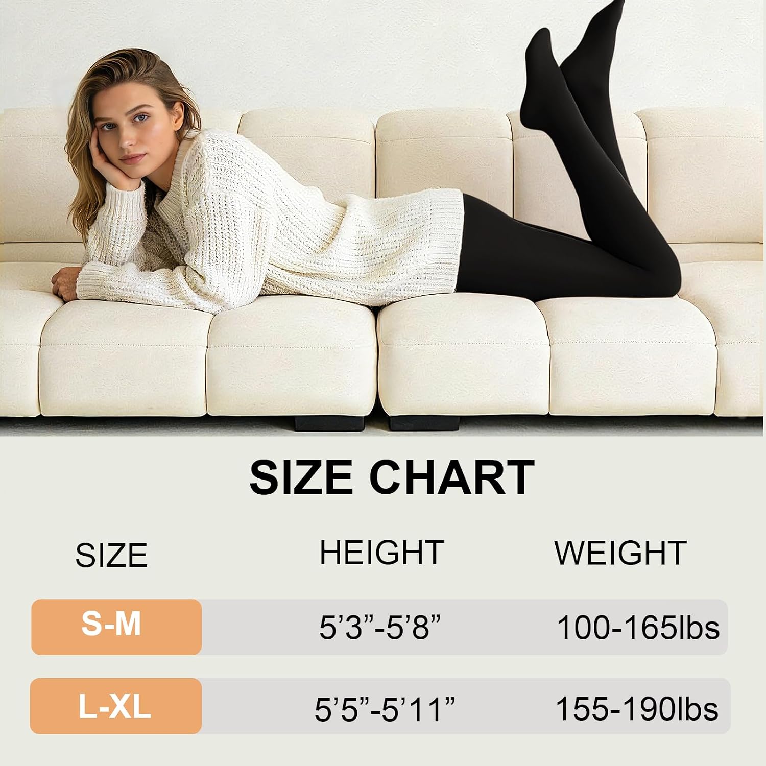 Detalle de DUCMODA Women's Thermal Tights, Opaque Fleece-Lined with High Waistband