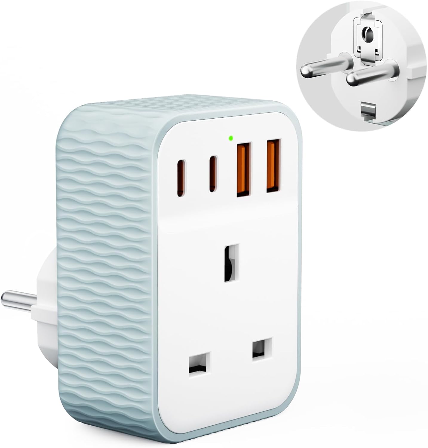 Detalle de 5 in 1 UK to European Plug Adapter with 4 USB Ports