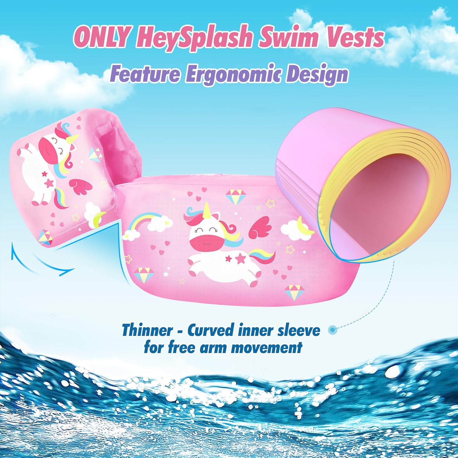 Thumbnail 1 de HeySplash Kids Swim Vest with Secure Buckle & Harness – Toddler Float Jacket for 20–50/33–66 Lbs