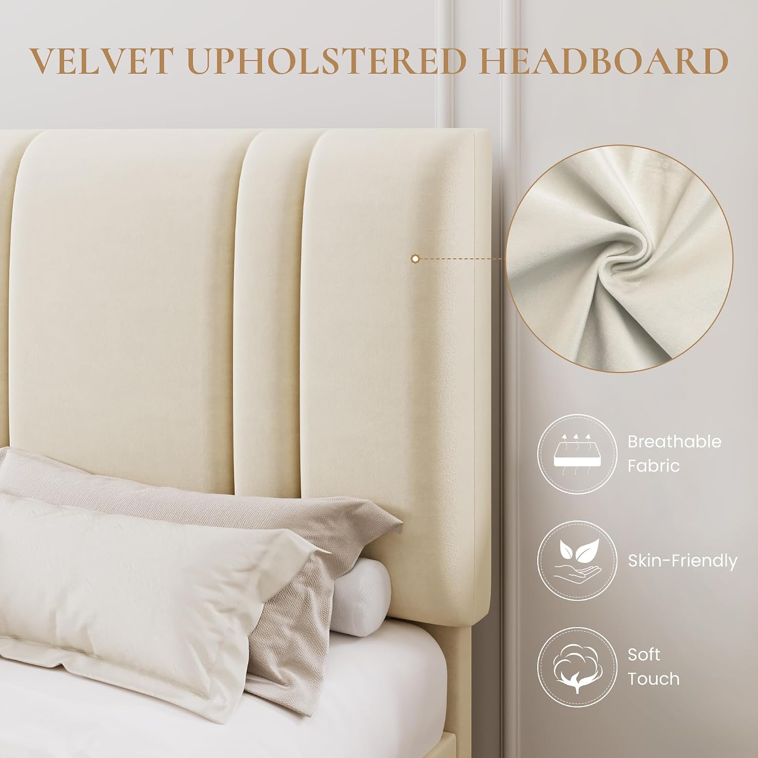 Detalle de SHA CERLIN Queen Bed Frame, Velvet