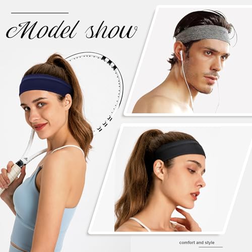Detalle de AWUMBUK Bandeau Cheveux Unisexe – Lot de 8 Bandeaux Anti-Dérapants pour Running, Yoga et Sport