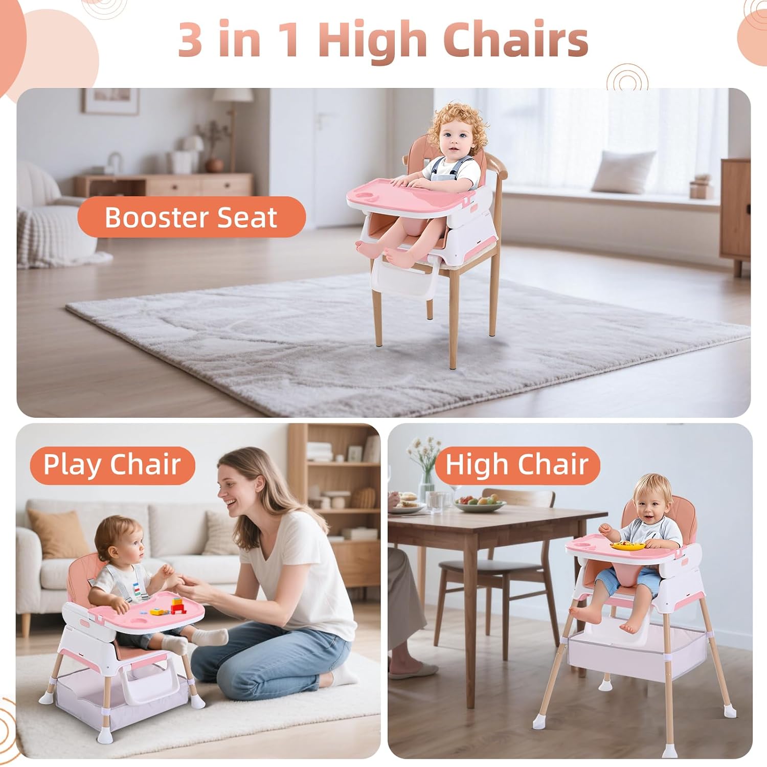 Detalle de High chair booster 3 in 1 for 6 months