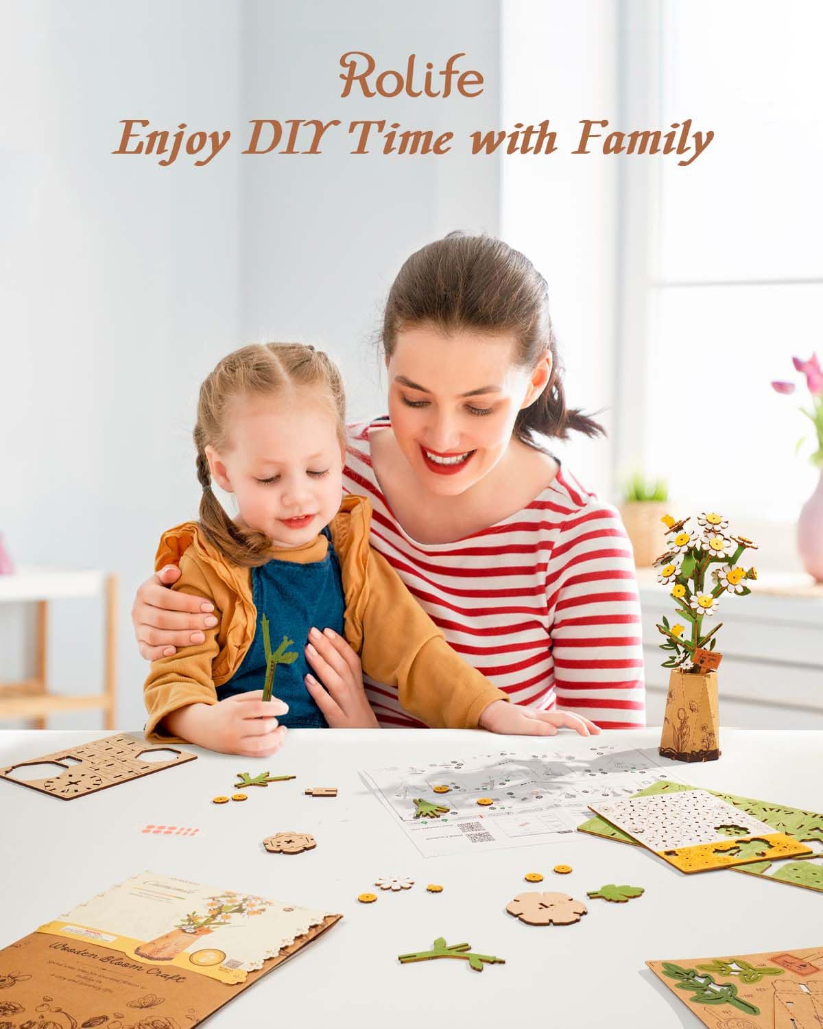 Thumbnail 5 de Rolife Bloom Kit: Mazzo di Fiori in Legno 3D – Puzzle artigianale per adulti con vaso e biglietto incluso