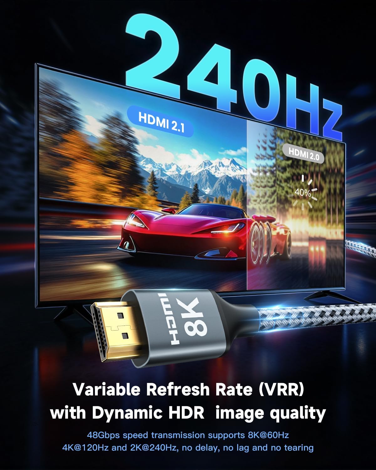 Detalle 2 de ARISKEEN HDMI 2.1 Kabel 1 m für 8K