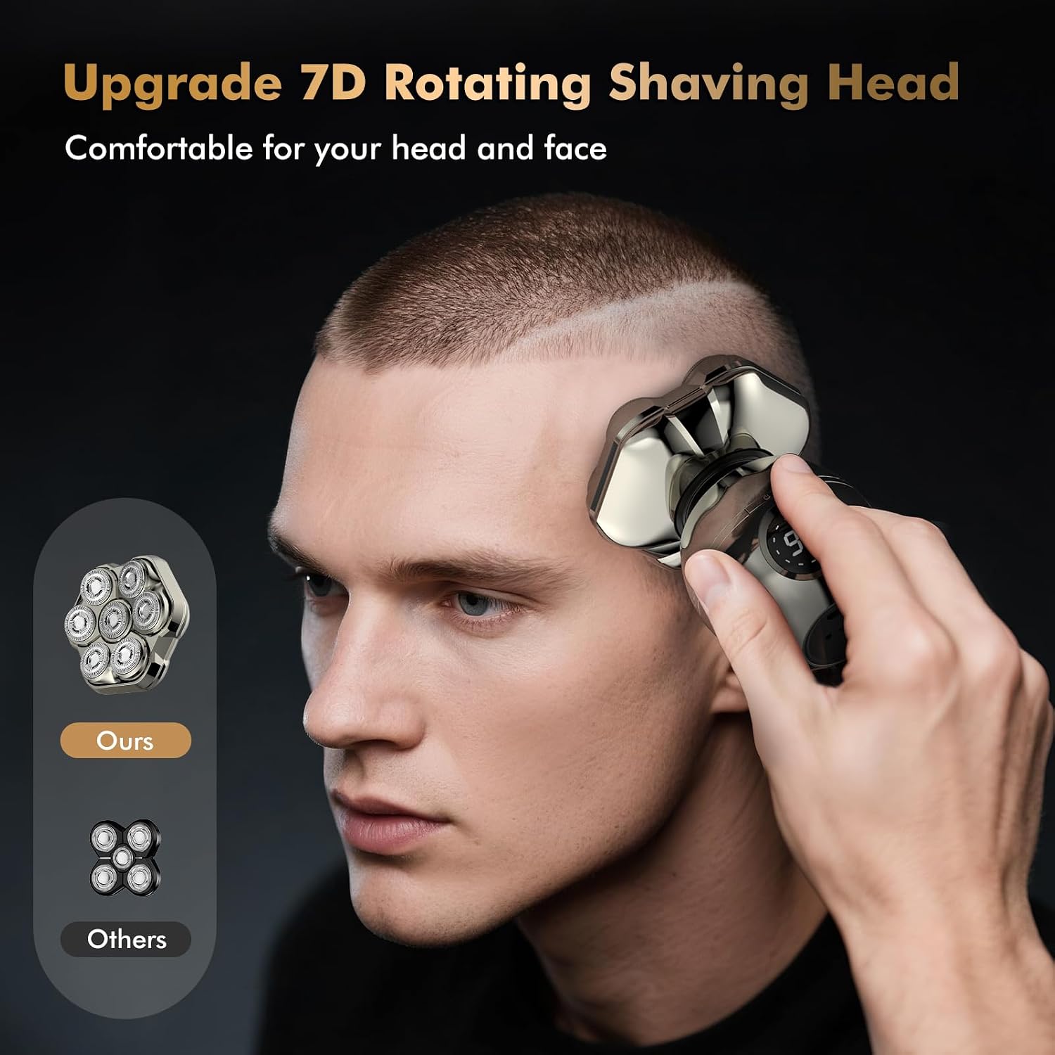 Detalle de iWarmbase Magnetic Head Shaver for Men (2025) with LED display, IPX6 waterproof, detachable magnetic head