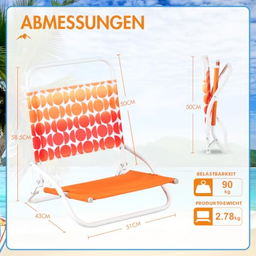Detalle de Portal Strandstuhl faltbar leicht 90 kg Tragkraft – kompakter Klappstuhl für Strand, Garten und Camping