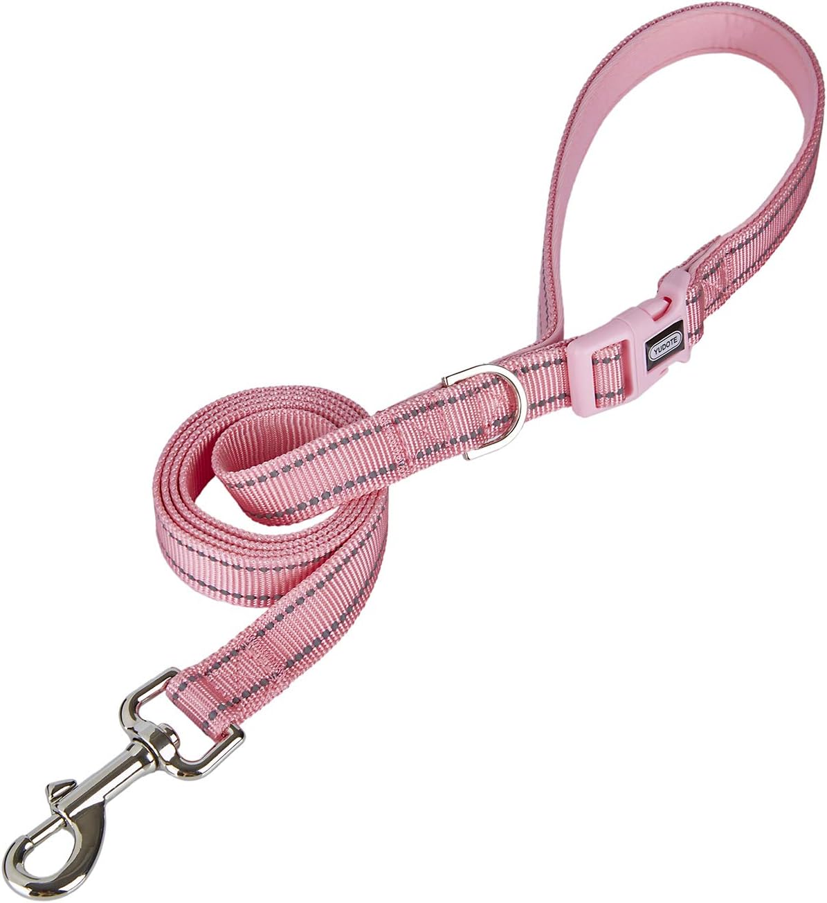 Detalle de Petiry Nylon Reflective Dog Lead Pink with Comfort Handle – 120cm