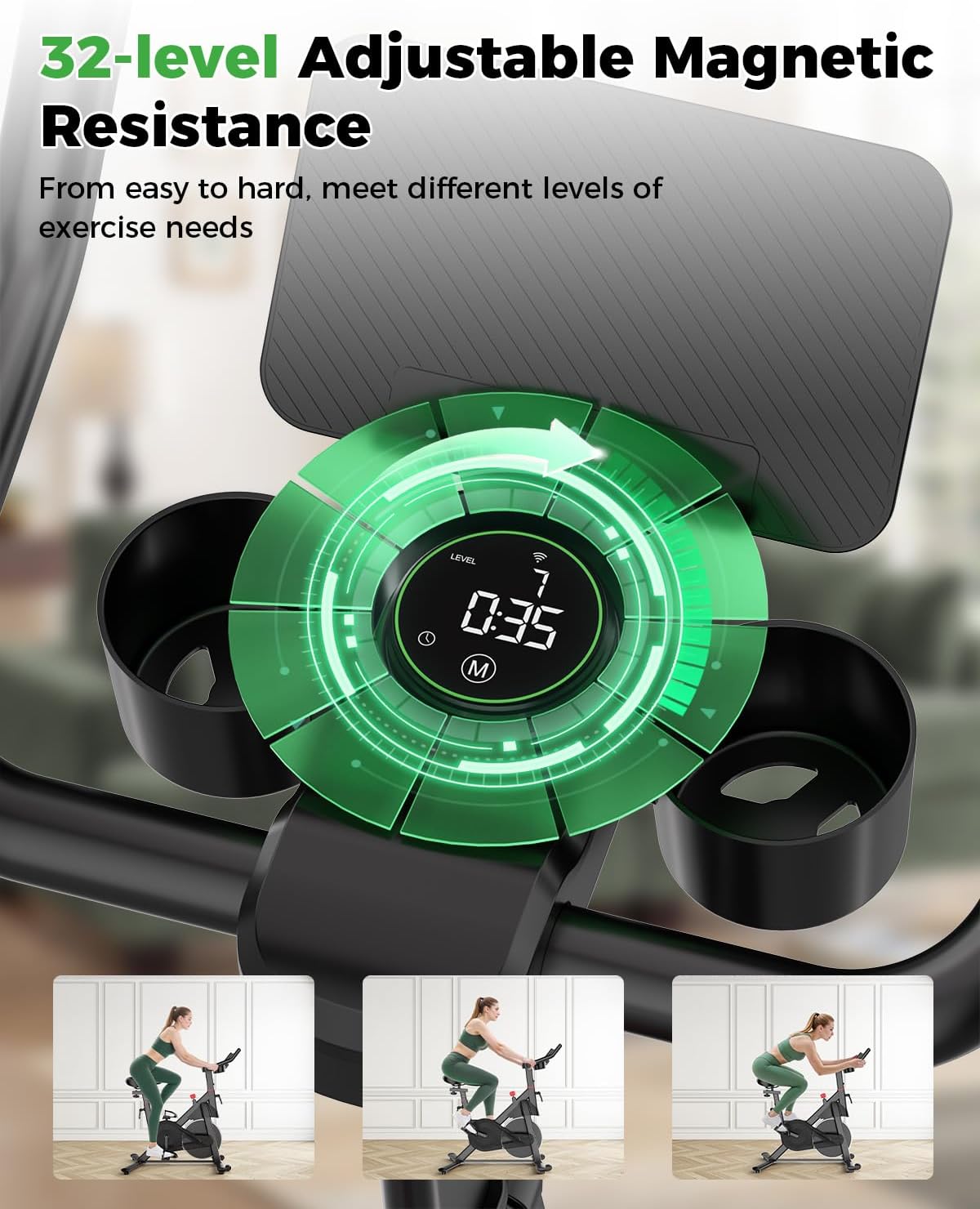 Detalle de MJWW Exercise Bike for Home Gym Use: Magnetic Resistance Spin Bike with Smart App