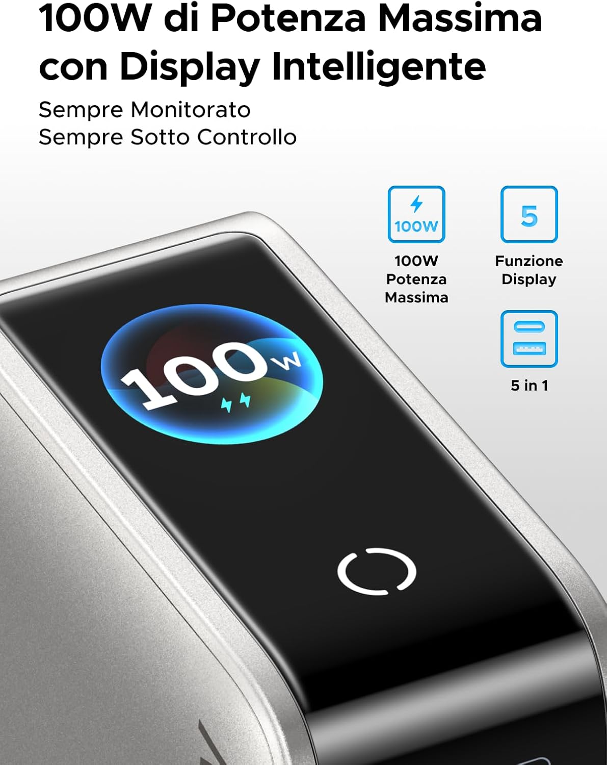 Thumbnail 1 de UGREEN Nexode Pro 100W: caricatore USB-C con 4 porte e schermo TFT