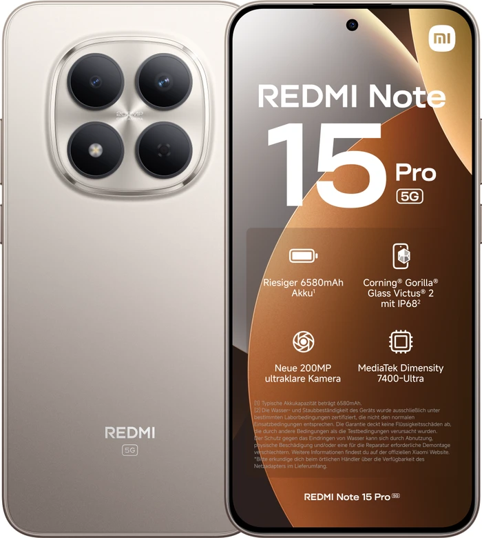 Thumbnail 4 de Xiaomi Redmi Note 15 Pro 256GB Gold 5G – 6,83‑Zoll‑Display, 5G und 256‑GB‑Speicher