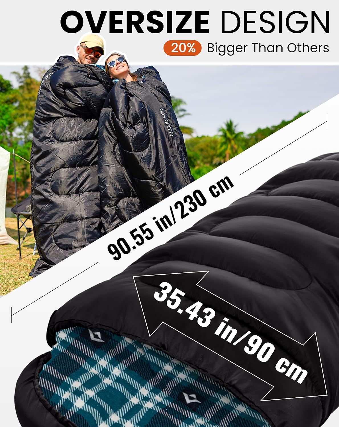 Thumbnail 6 de KingCamp flannel cotton winter sleeping bag (extra large) – comfort 4°C, limit 0°C, extreme -15°C, 3–4 seasons