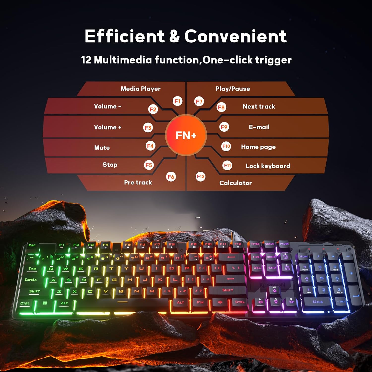 Thumbnail 3 de Redragon K521 Rainbow Mechanical-Feel Wired Keyboard