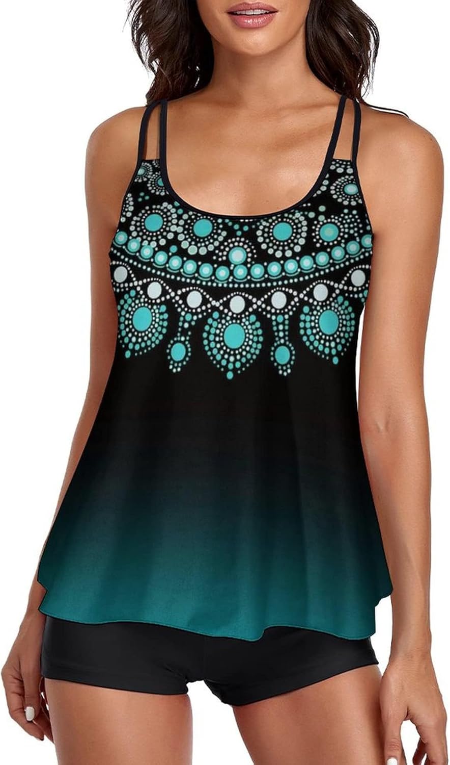 Detalle 2 de Wihnsinop Tankini Damen Bauchweg Set – Zweiteiliger Bademode mit verstellbaren Trägern und abnehmbarem BH