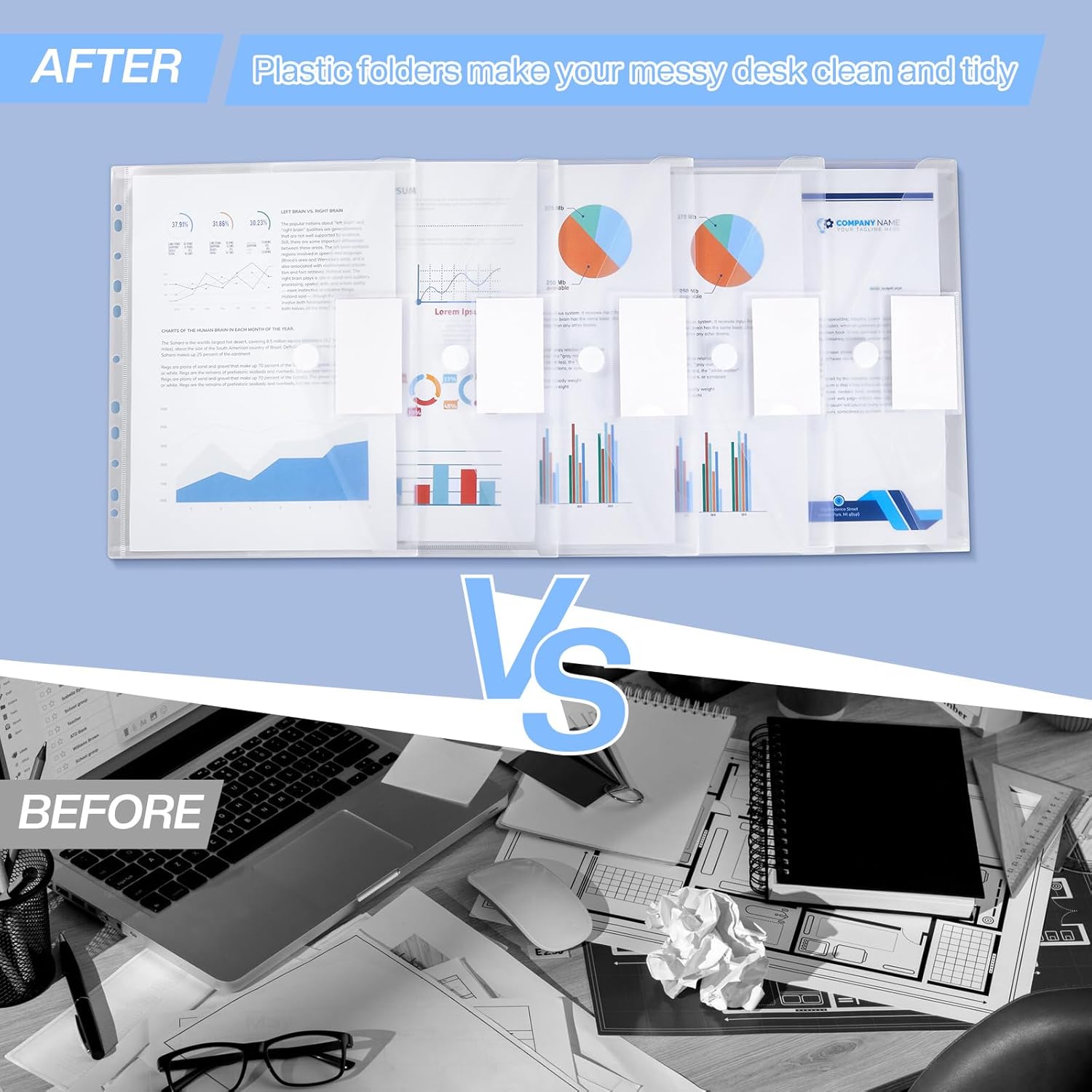 Thumbnail 4 de Sosayet Dokumententasche A4 abheftbar im 20er-Pack (wasserdicht, Klettverschluss, 11-Loch) mit Etikettentasche