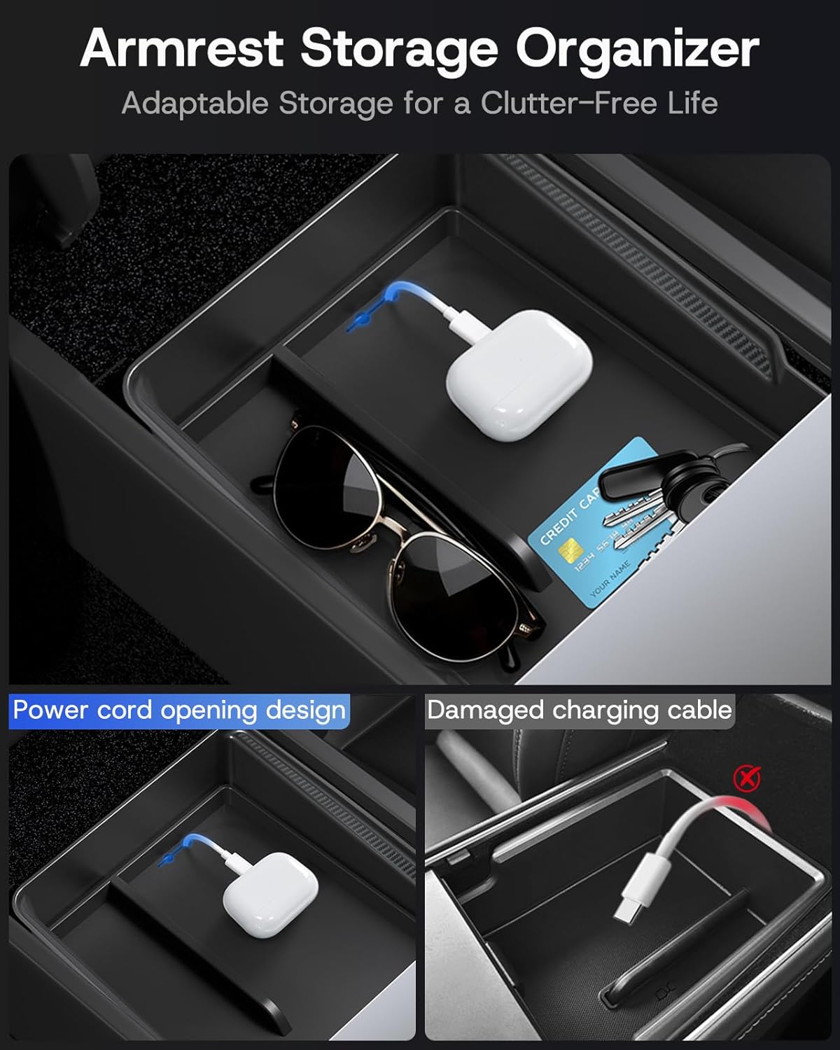 Detalle 2 de Center Console Organizer Tray for Tesla Model Y Juniper 2025