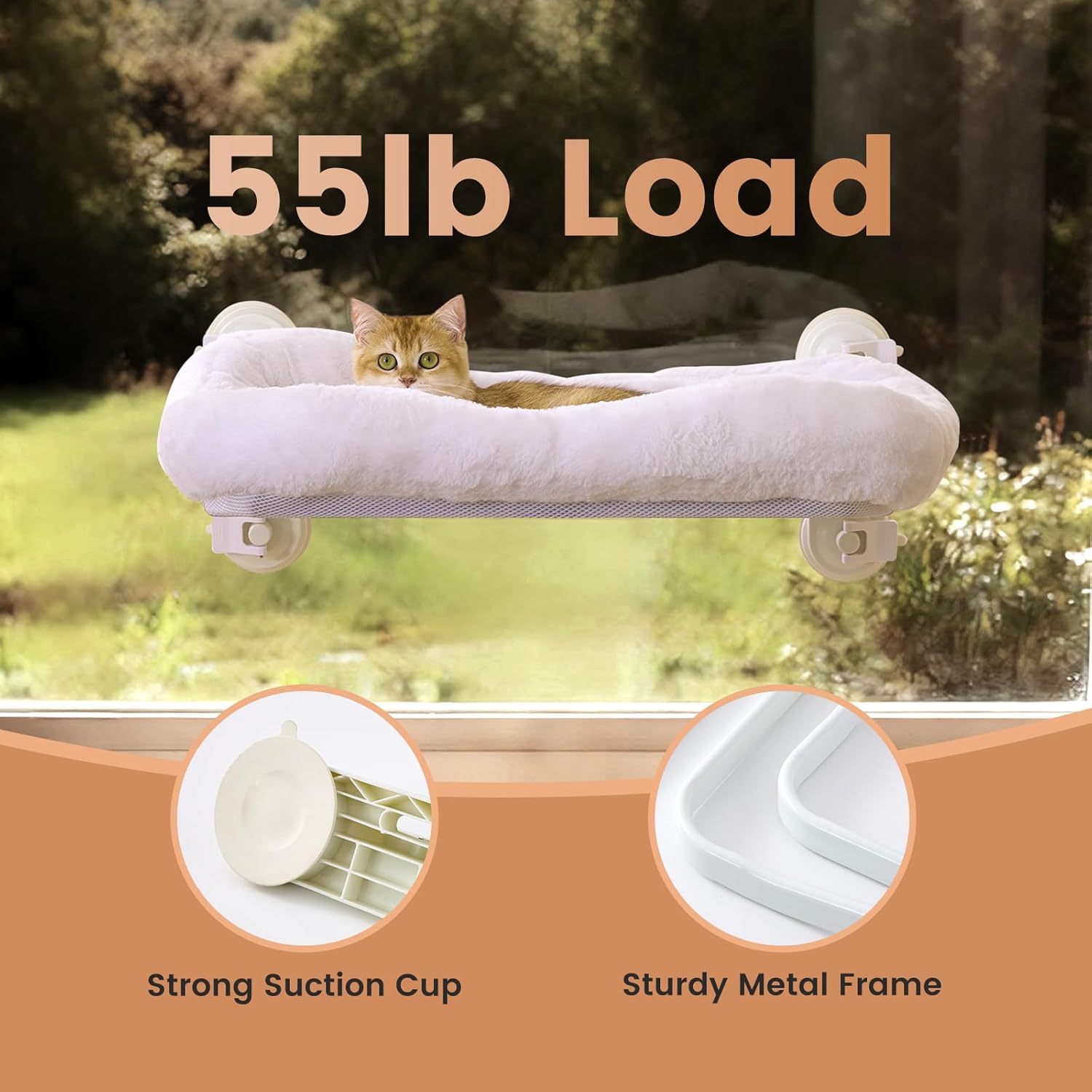 Thumbnail 3 de Gardner Pet amaca pieghevole da finestra fino a 25 kg, 71 x 43 cm con cuscino lavabile e 4 ventose