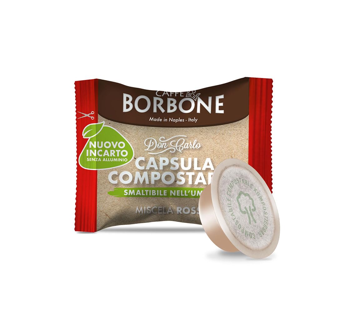Detalle de Caffè Borbone Don Carlo kompostierbare Kapsel – Rote Mischung, 100 Kapseln, kompatibel mit Lavazza A Modo Mio Haushalts-Espressomaschinen