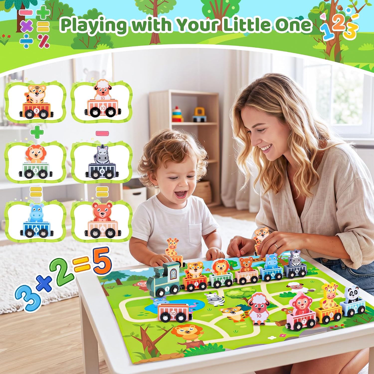 Thumbnail 2 de Toys for 1–3 Year Olds: Magnetic Wooden Animal Train Set