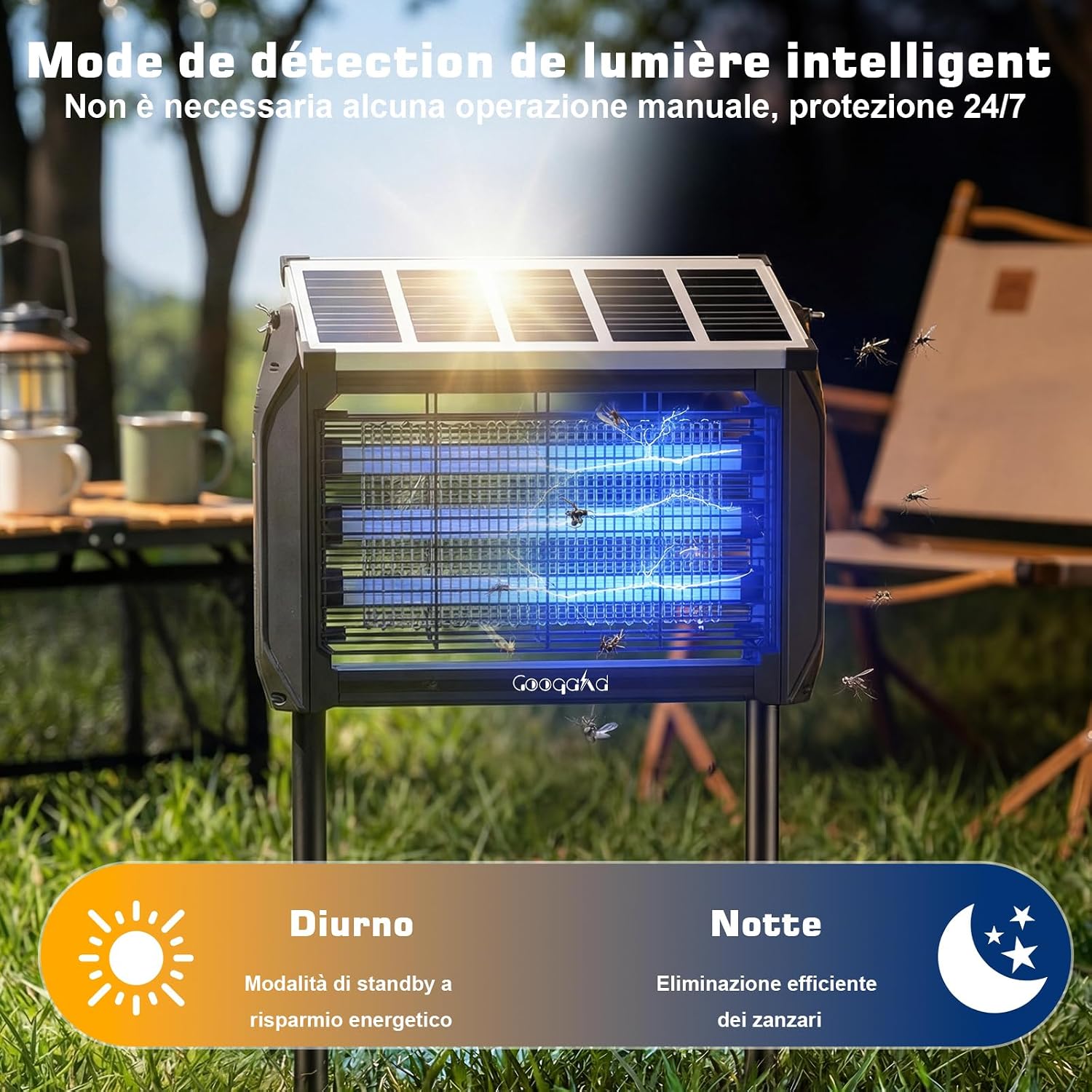 Detalle de GooQand Lampada Antizanzare Elettrica Solare: protezione esterna senza fili per patio e giardino