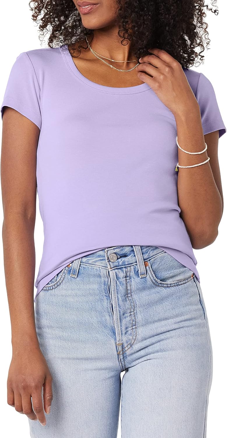 Thumbnail 1 de Amazon Essentials Damen Basic T-Shirt mit U-Ausschnitt und Flügelärmeln (Modal-Baumwolle, schmaler Schnitt)