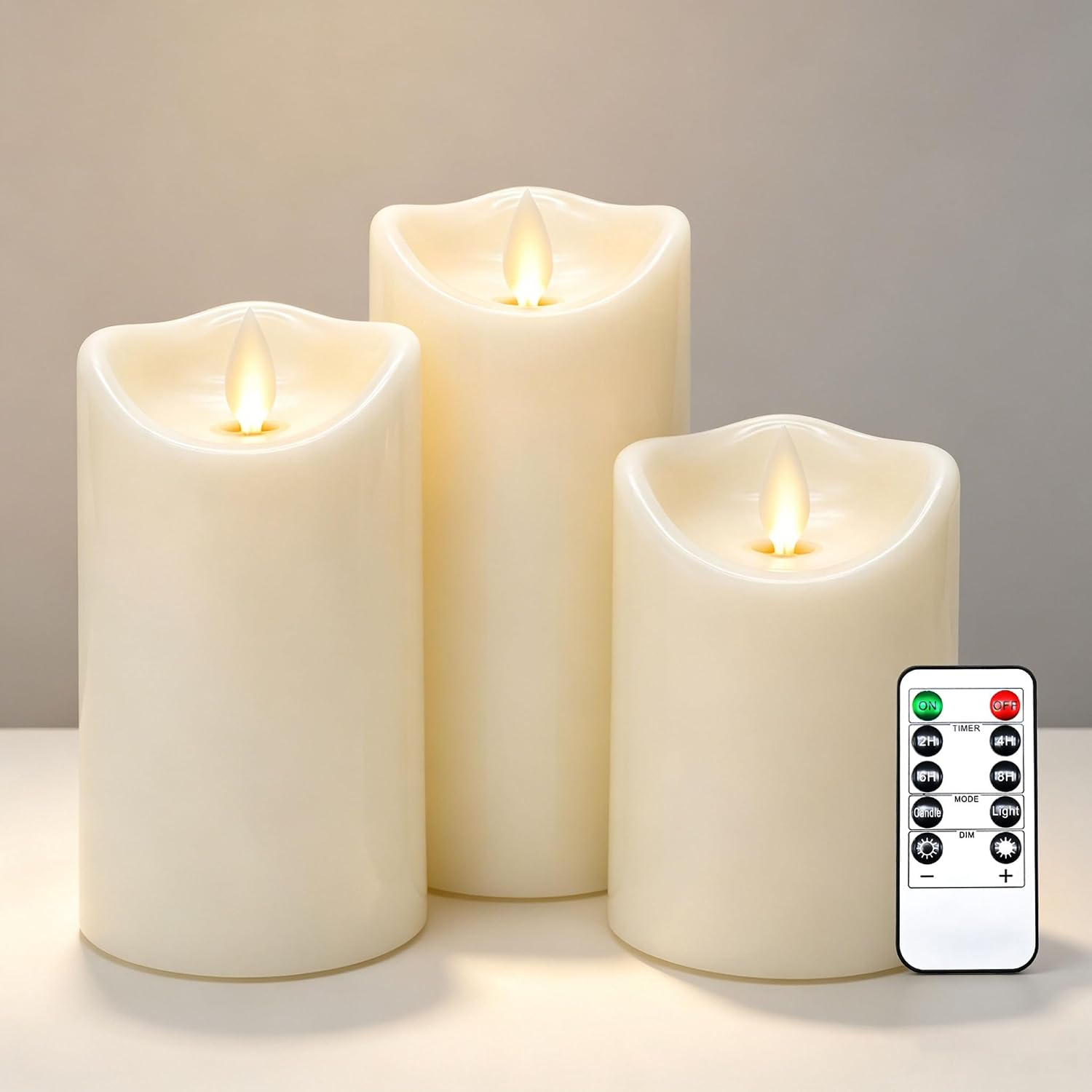 Detalle de Da by 3 Candele LED Avorio con Stoppino Oscillante Dinamico – Set assortito (3 pezzi) con telecomando