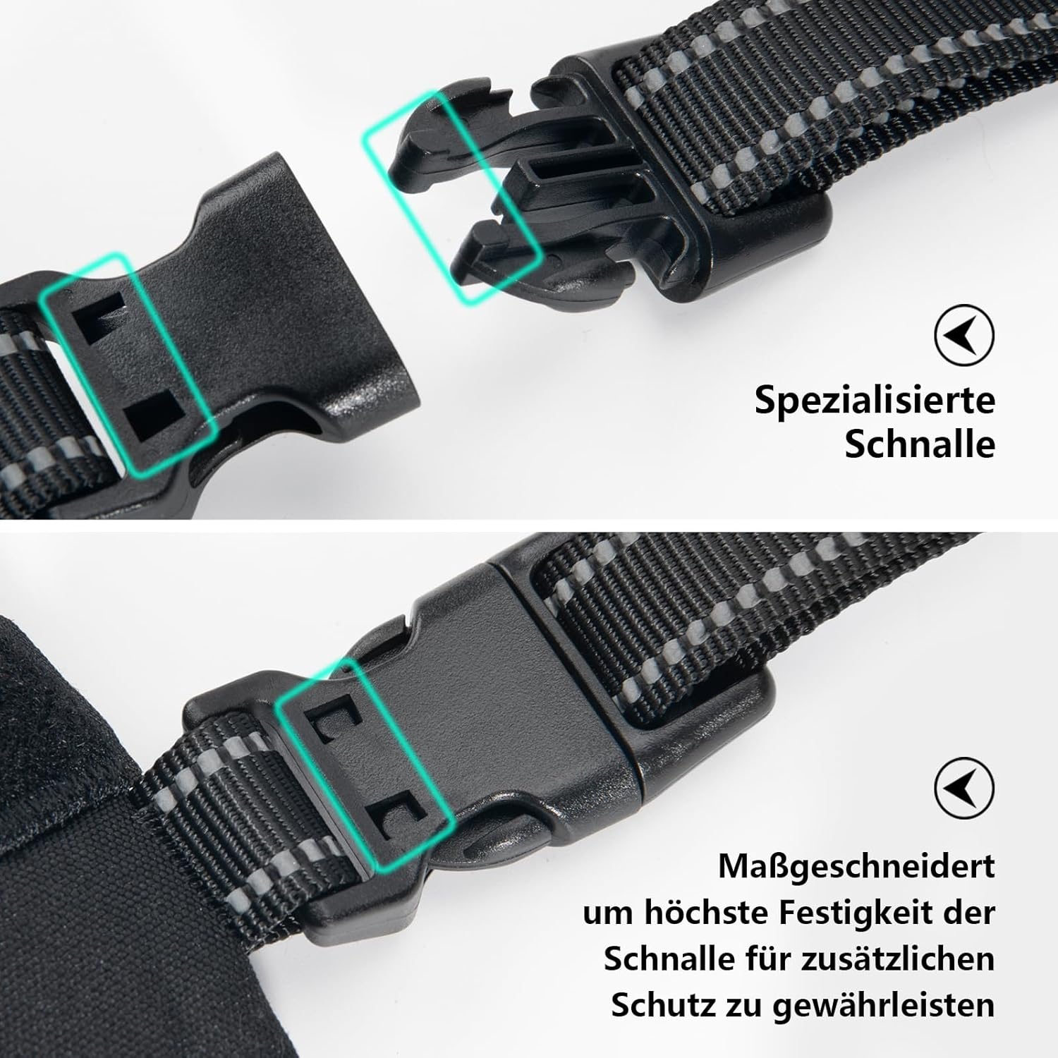 Thumbnail 4 de PHOEPET verstellbares Sicherheitsgeschirr mit reflektierenden Elementen (Größe S, Schwarz) für mittlere und große Hunde