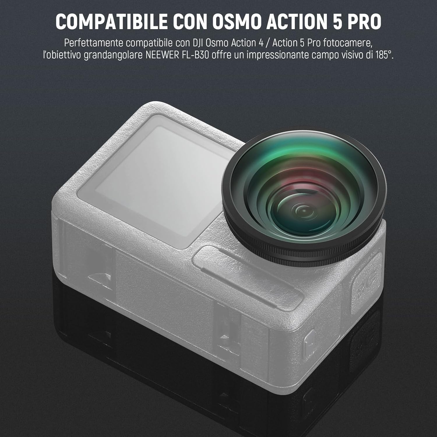 Thumbnail 3 de NEEWER OSMO Action FOV Boost Lens FL-B30 con FOV 185° per DJI Osmo Action 4/5 Pro