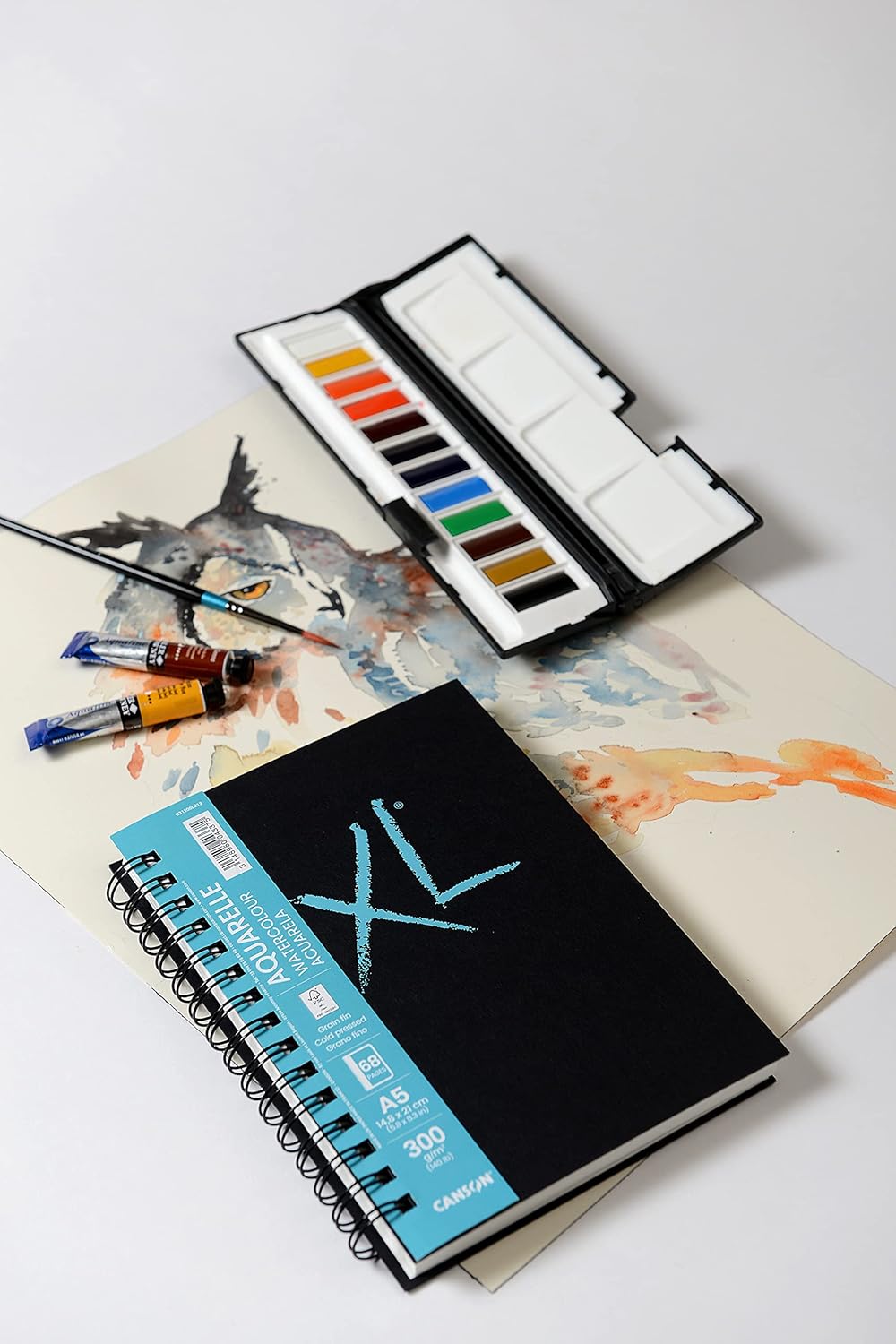 Detalle de Canson XL Aquarelle Book spiralato lato lungo A5, 34 fogli 300 g/m², grana fine, copertina rigida