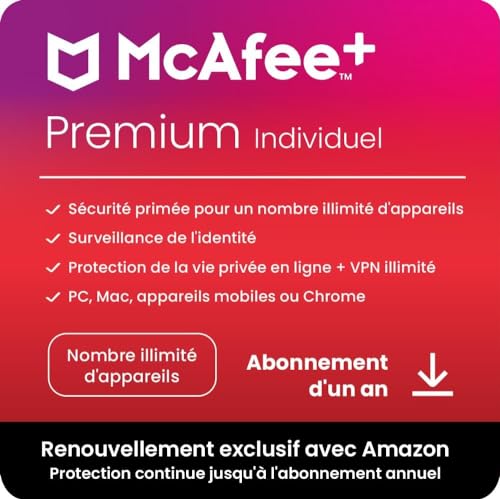 Detalle de McAfee+ Premium Individuel – Abonnement illimité pour tous vos appareils (2026) en 12 mois