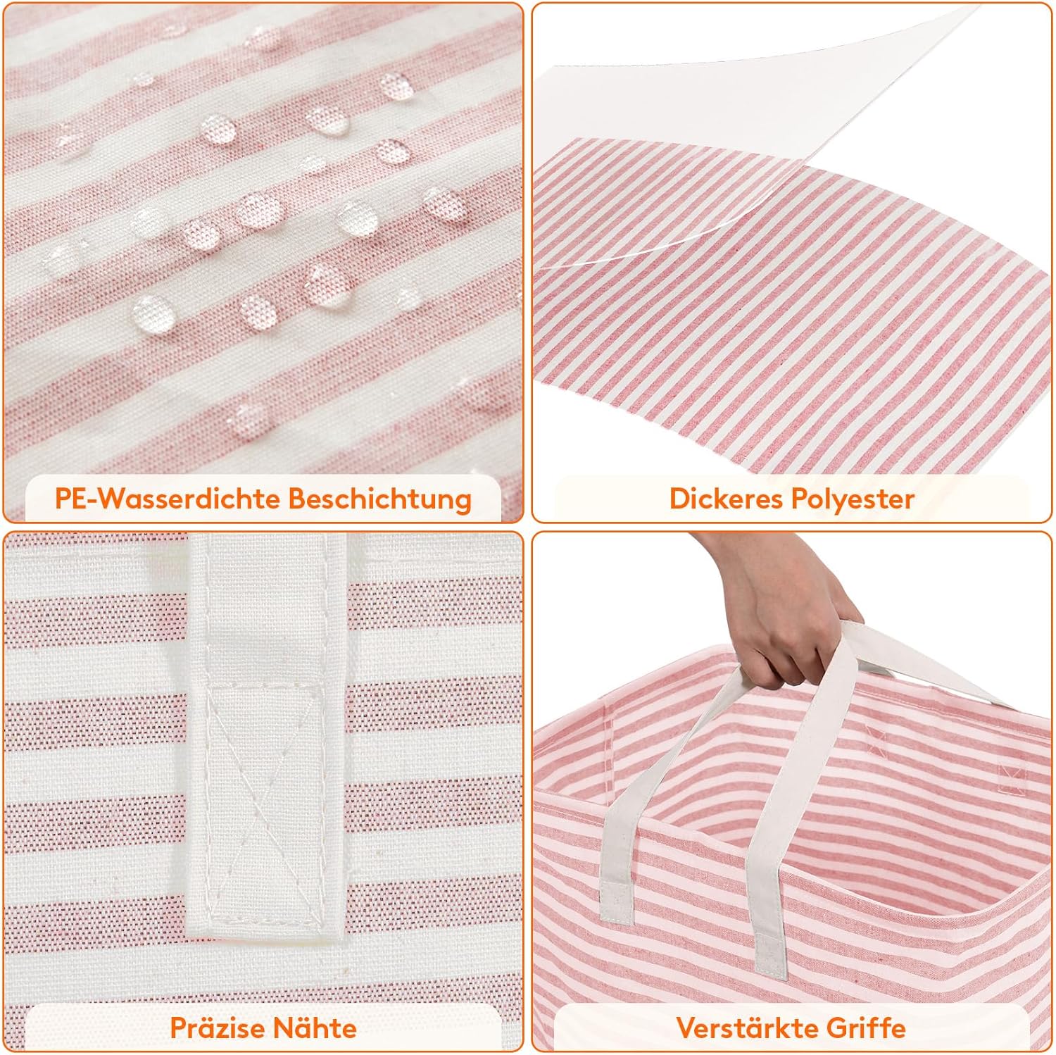 Thumbnail 4 de Lifewit 80L Wäschekorb Rosa – Großer, faltbarer Wäschebehälter mit wasserdichter Innenbeschichtung