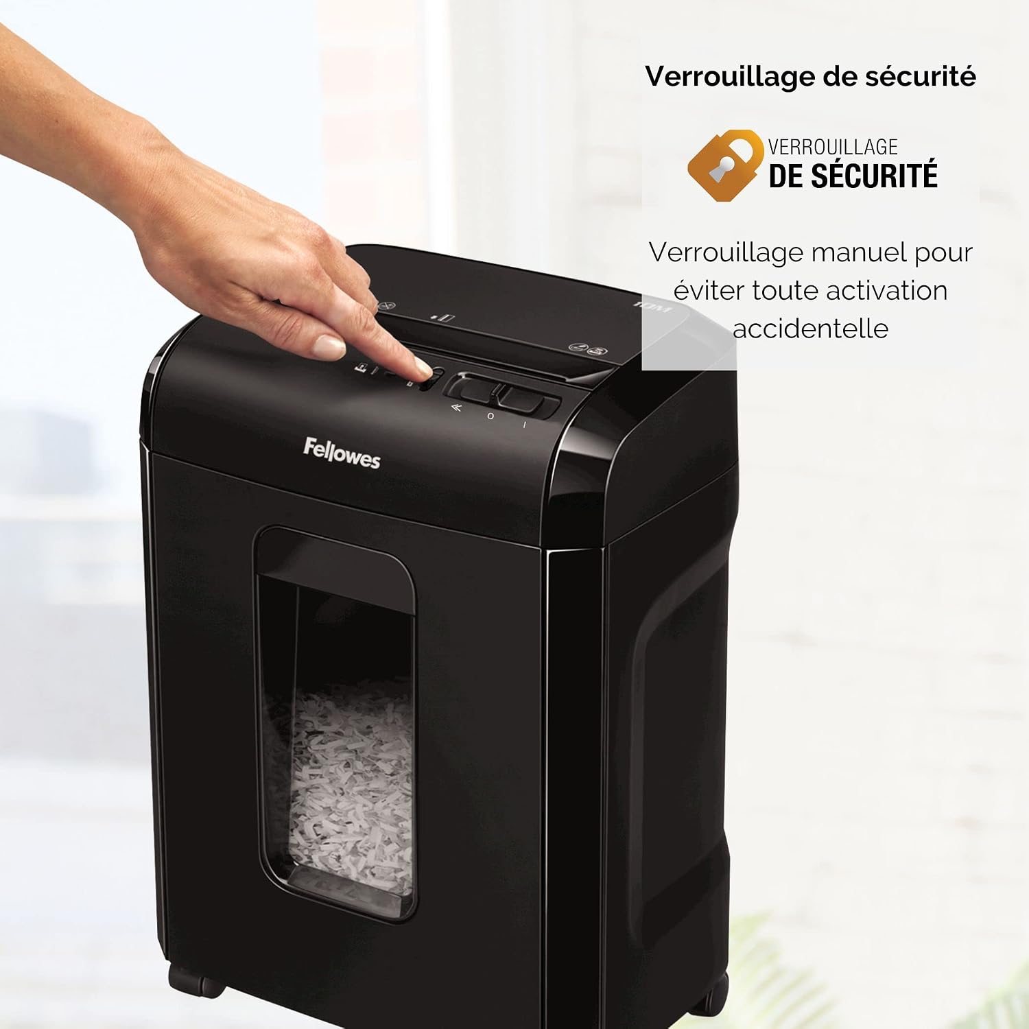 Detalle de Fellowes 10M Microcut P5 Aktenvernichter – sichere Zerkleinerung für Büro und Homeoffice