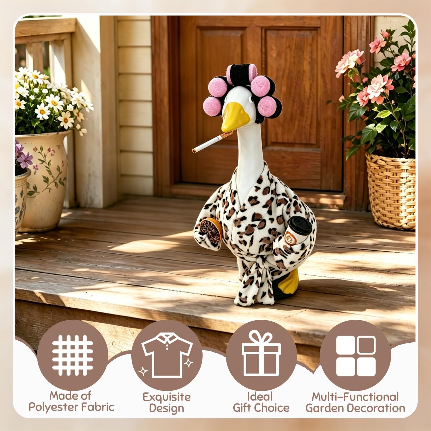 Detalle de MEQUER Goose Outfits Leopard Bathrobe Set for 23-Inch Lawn Geese