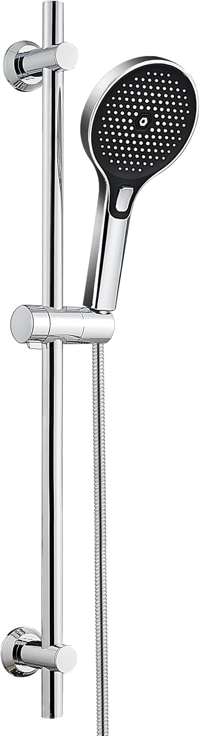 JOHO Edelstahl Duschstange 70 cm – Duschset mit XXL-Handbrause, Schlauch & verstellbarem Halter