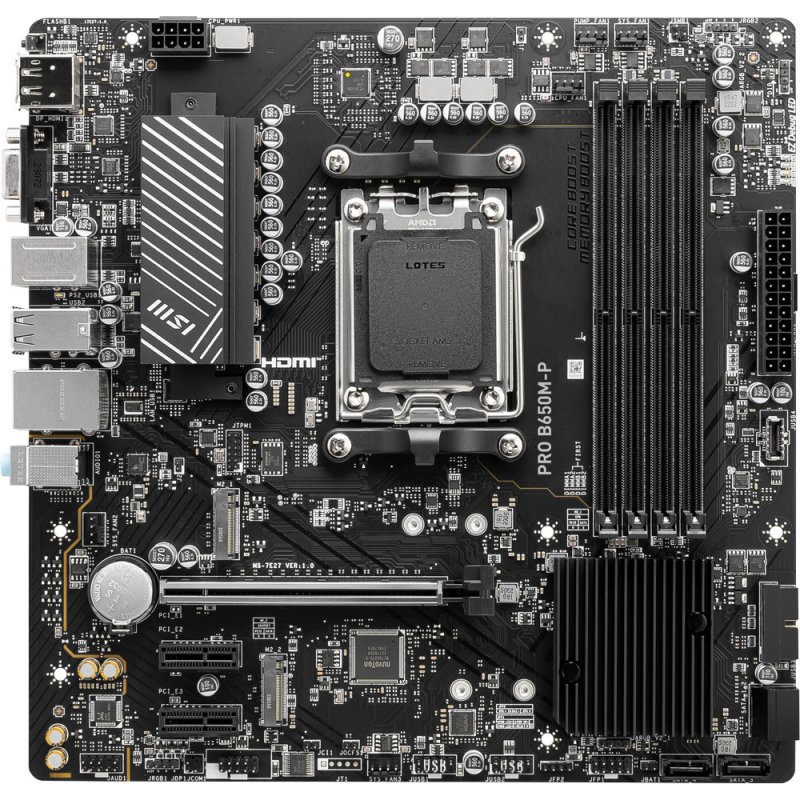 Detalle 2 de MSI PRO B650M-P: placa base compacta para productividad y rendimiento con DDR5