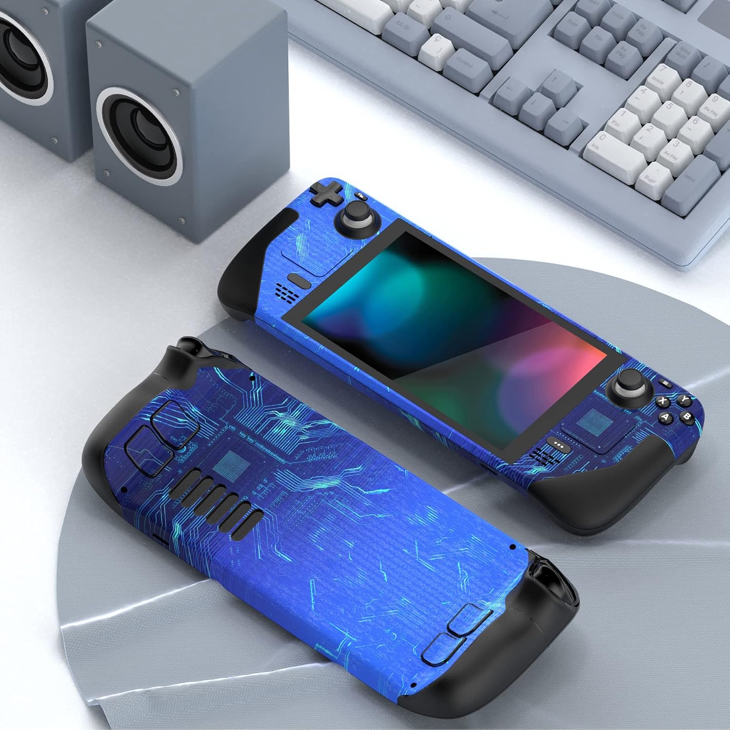Detalle de PlayVital Full Set Protective Skin Decal for Steam Deck LCD/OLED – Blue Light Graphic