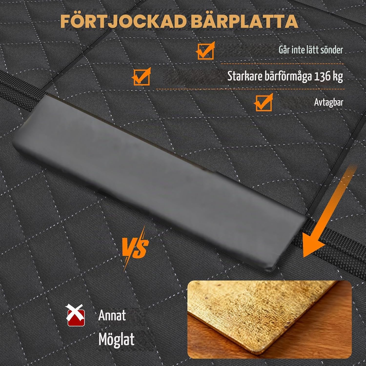 Detalle de BMaoBBo hundskydd för bilens baksäte, 127 x 62 cm med hård bas