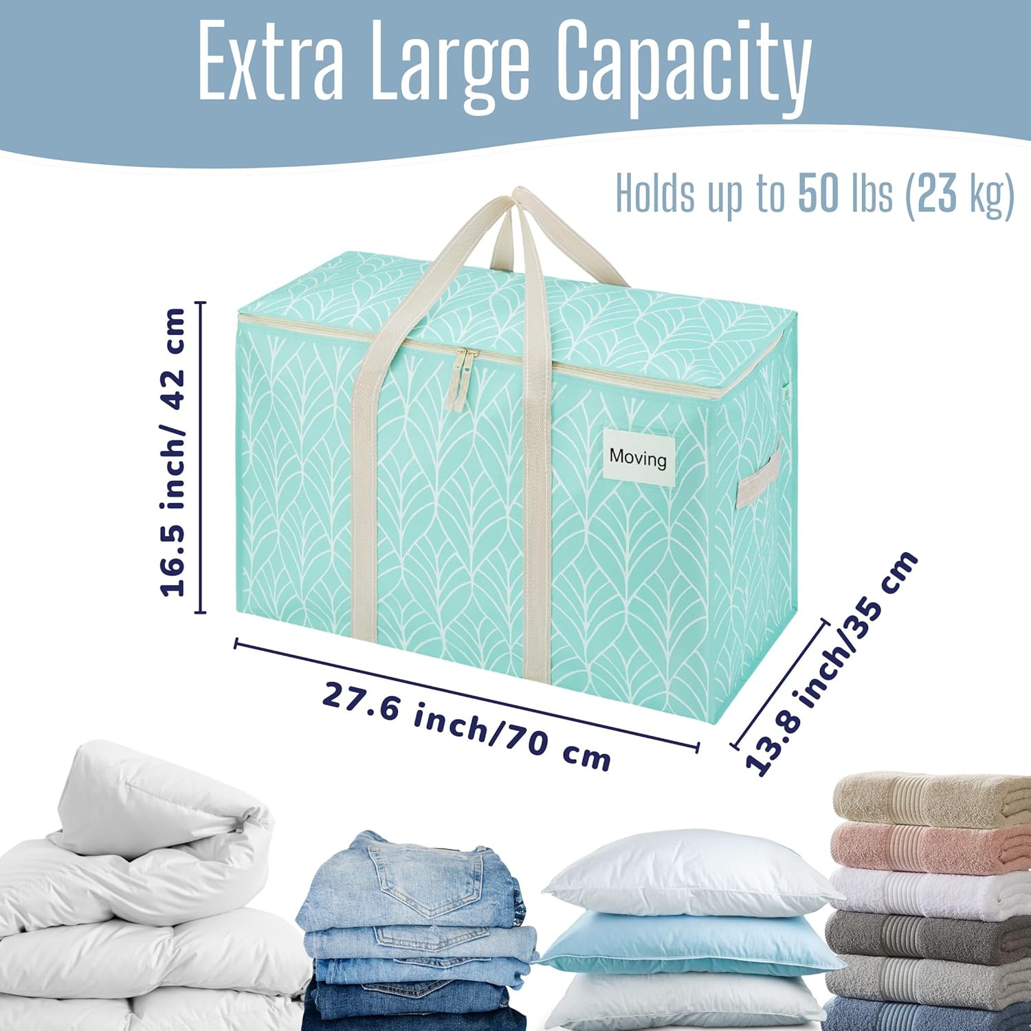 Detalle 2 de VENO 10 Pack Extra Large Moving Storage Bags with Zips – Heavy-Duty Cloth-Like Tote Alternative