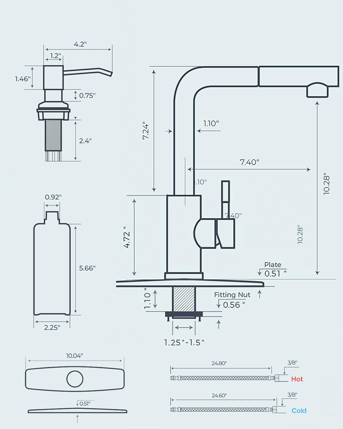 Detalle 2 de FORIOUS FF0025B-SD Matte Black Kitchen Faucet with Pull-Out Sprayer
