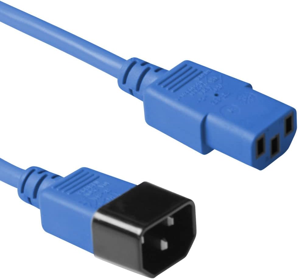Detalle de ACT AK5109 IEC-förlängningskabel 1,2 m, C13 till C14, blå och 3-polig