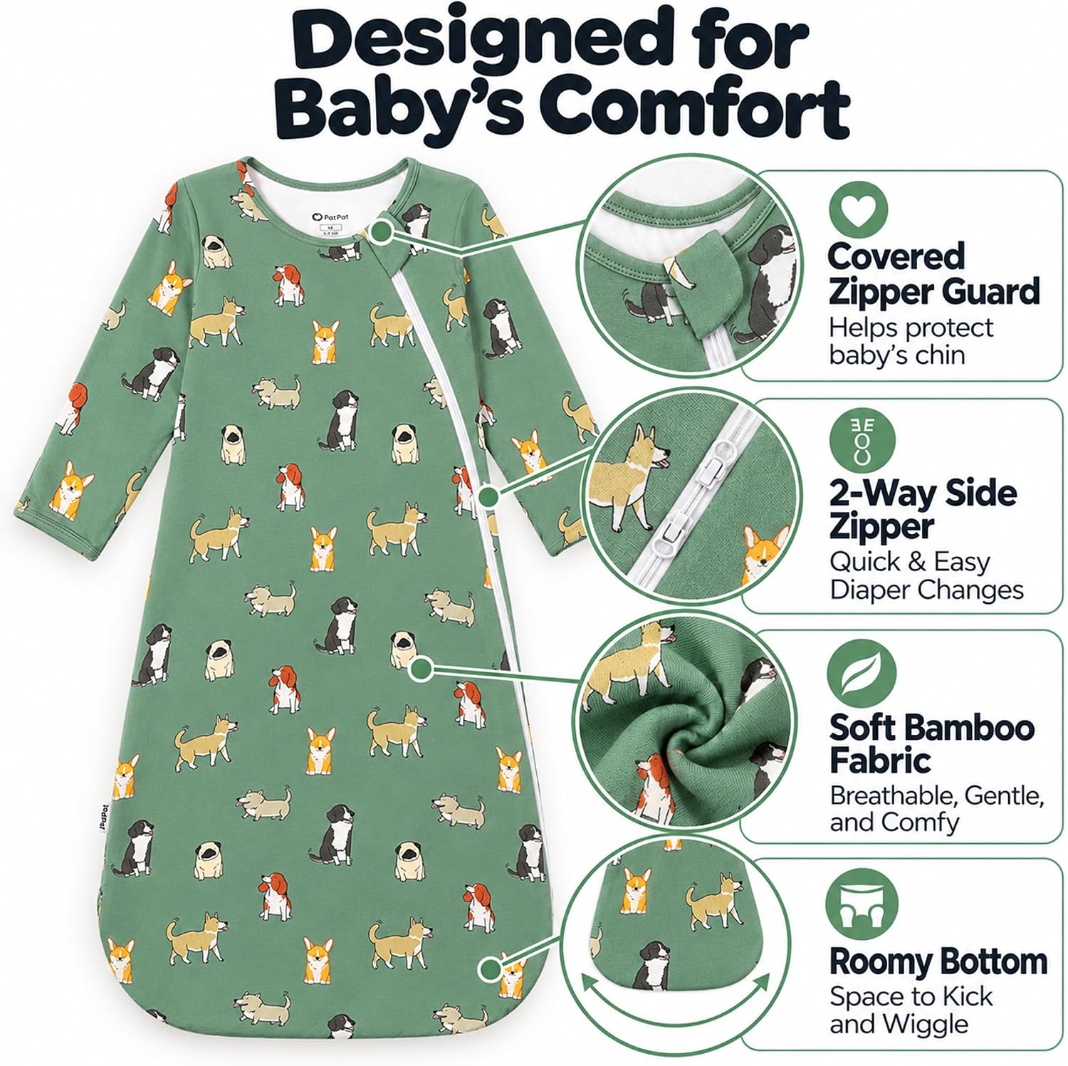 Detalle de PATPAT Baby Sleep Sack, 0.5 TOG