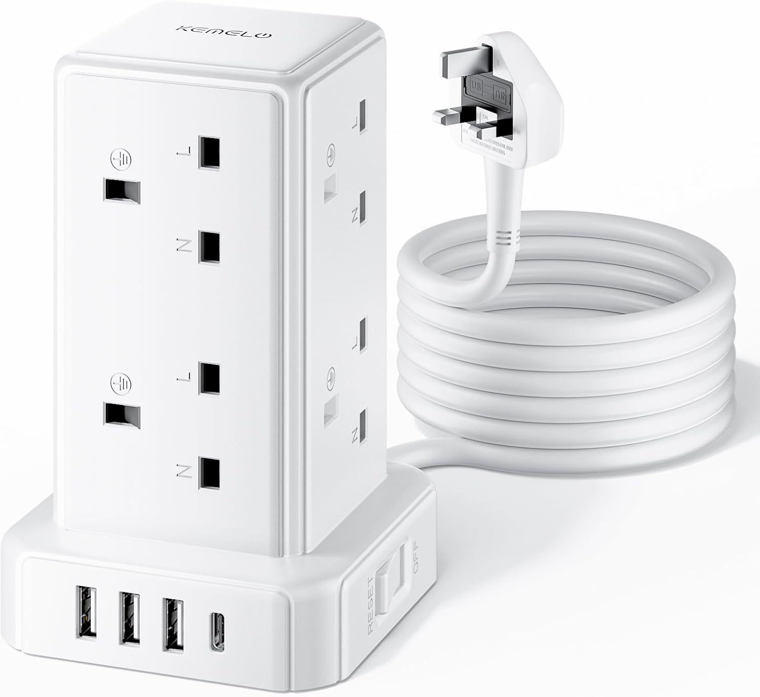 Detalle de Tower Extension Lead 8‑way with 4 USB