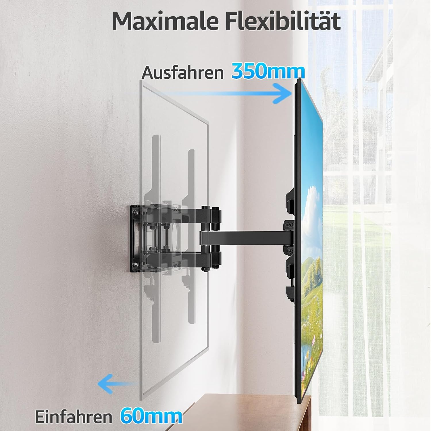 Thumbnail 3 de MOUNTUP TV Wandhalterung Schwenkbar Neigbar für 37–82 Zoll – bis 50 kg, max. VESA 600x400 mm