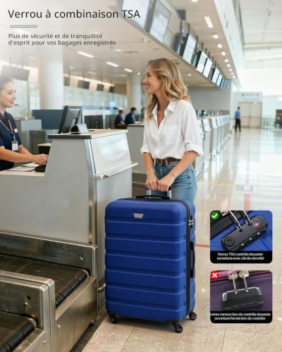 Detalle de COOLIFE Valise cabine 56 cm, 38 L en PC+ABS, roues pivotantes à 360°