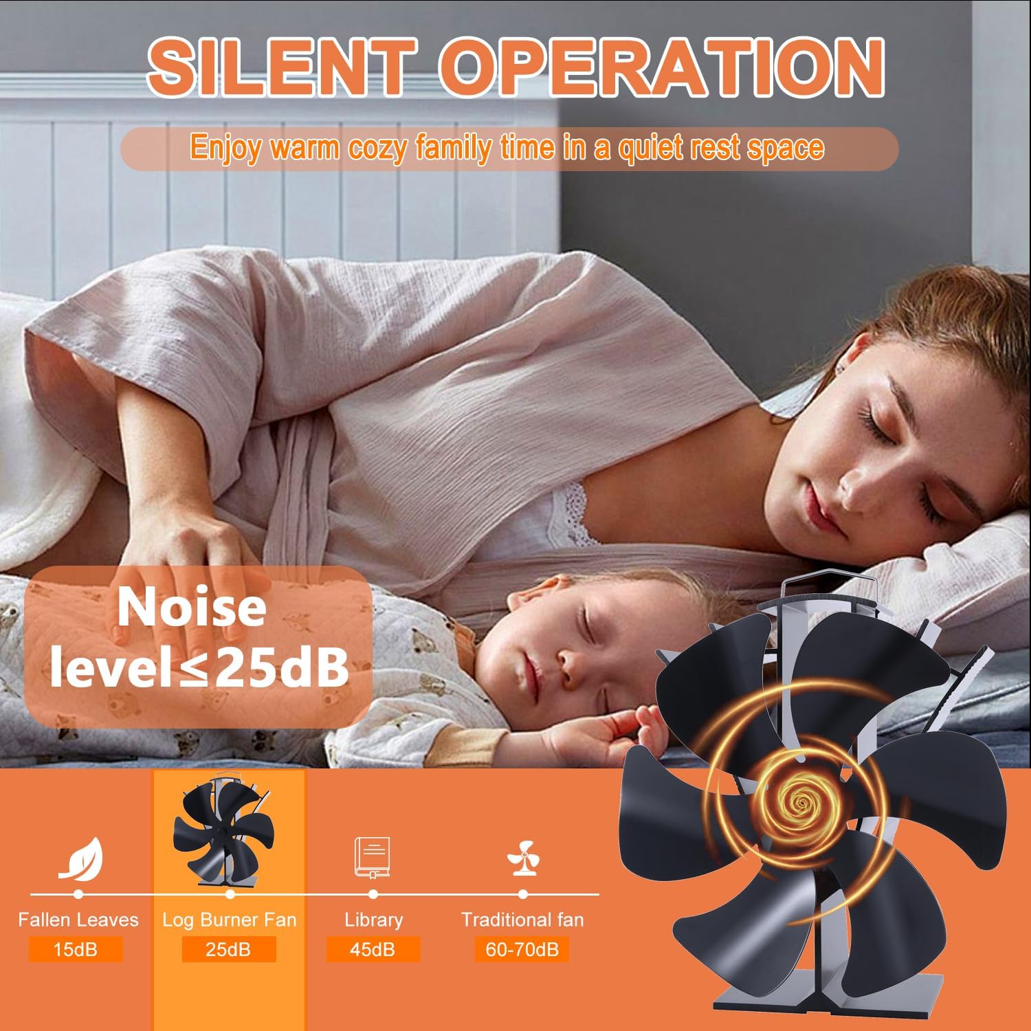 Thumbnail 2 de Tomersun Log Burner Stove Fan 6 Blades with Thermometer Woodburning Heat Powered Fire Fans for Fireplace/Wood Burning Stove/Log Burner
Tomersun Log Burner Stove Fan 6 Blades with Thermo…