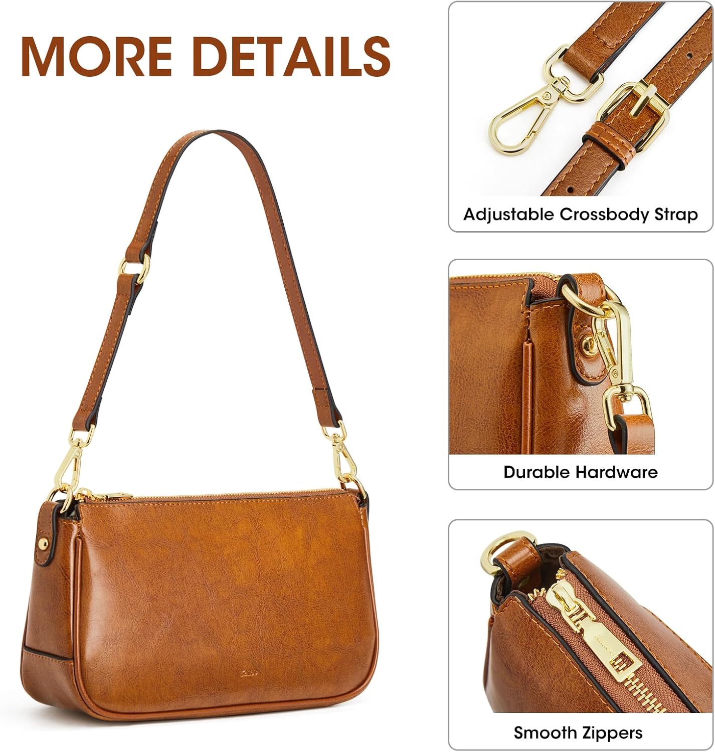 Detalle 2 de Kattee Tote Sacs à main — sac à bandoulière féminin, mini Hobo rétro en cuir vegan