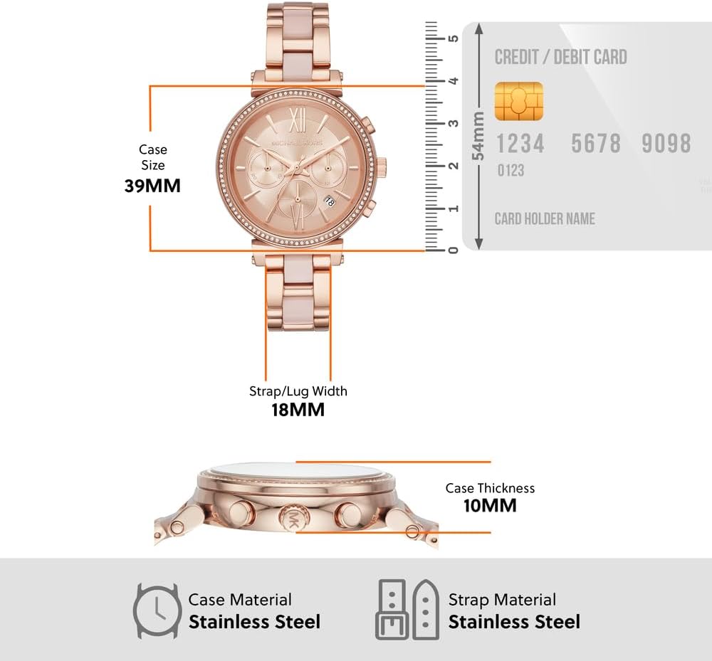 Thumbnail 5 de Orologio Michael Kors Sofie da donna con movimento cronografo e cassa in acciaio inox (oro rosso)