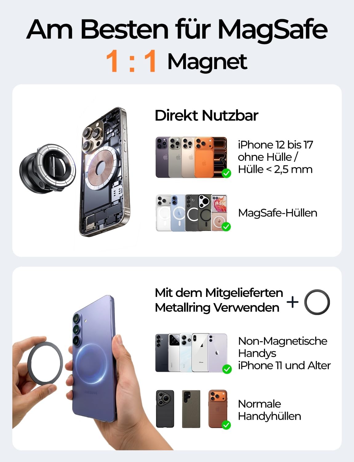 Detalle 1 de LISEN Vakuum Magnet‑Autohalterung für iPhone